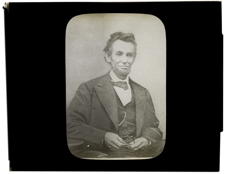 Abraham Lincoln Magic Lantern Slide -- From Lincoln's Last Photo Session in February 1865